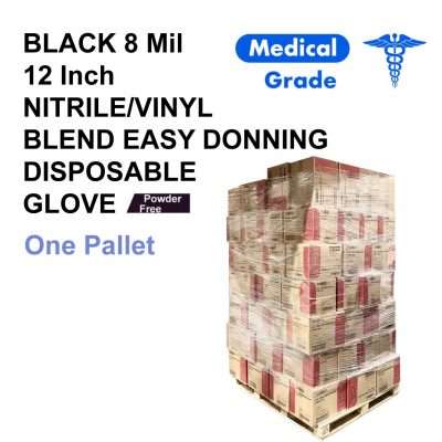 BLACK 8 Mil 12 Inch NITRILE VINYL BLEND EASY DONNING DISPOSABLE GLOVE ONE PALLET